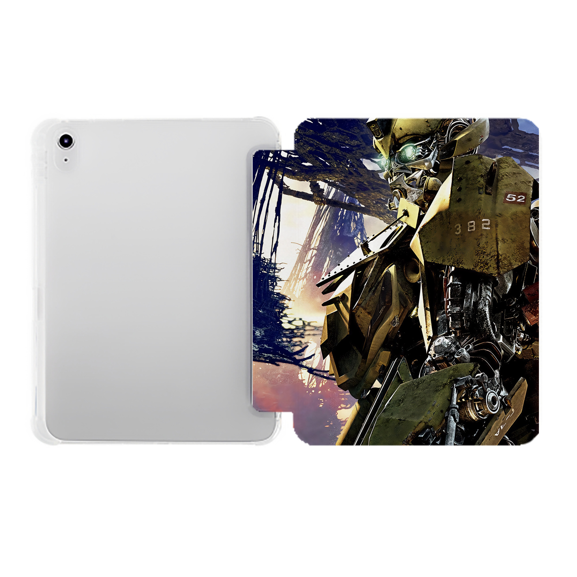 （画像用） Transformers トランスフォーマー IPad ケース ペン収納付き 三つ折りスタンド PUレザー×シリコン 対応機種9.5/10.5/10.9インチ